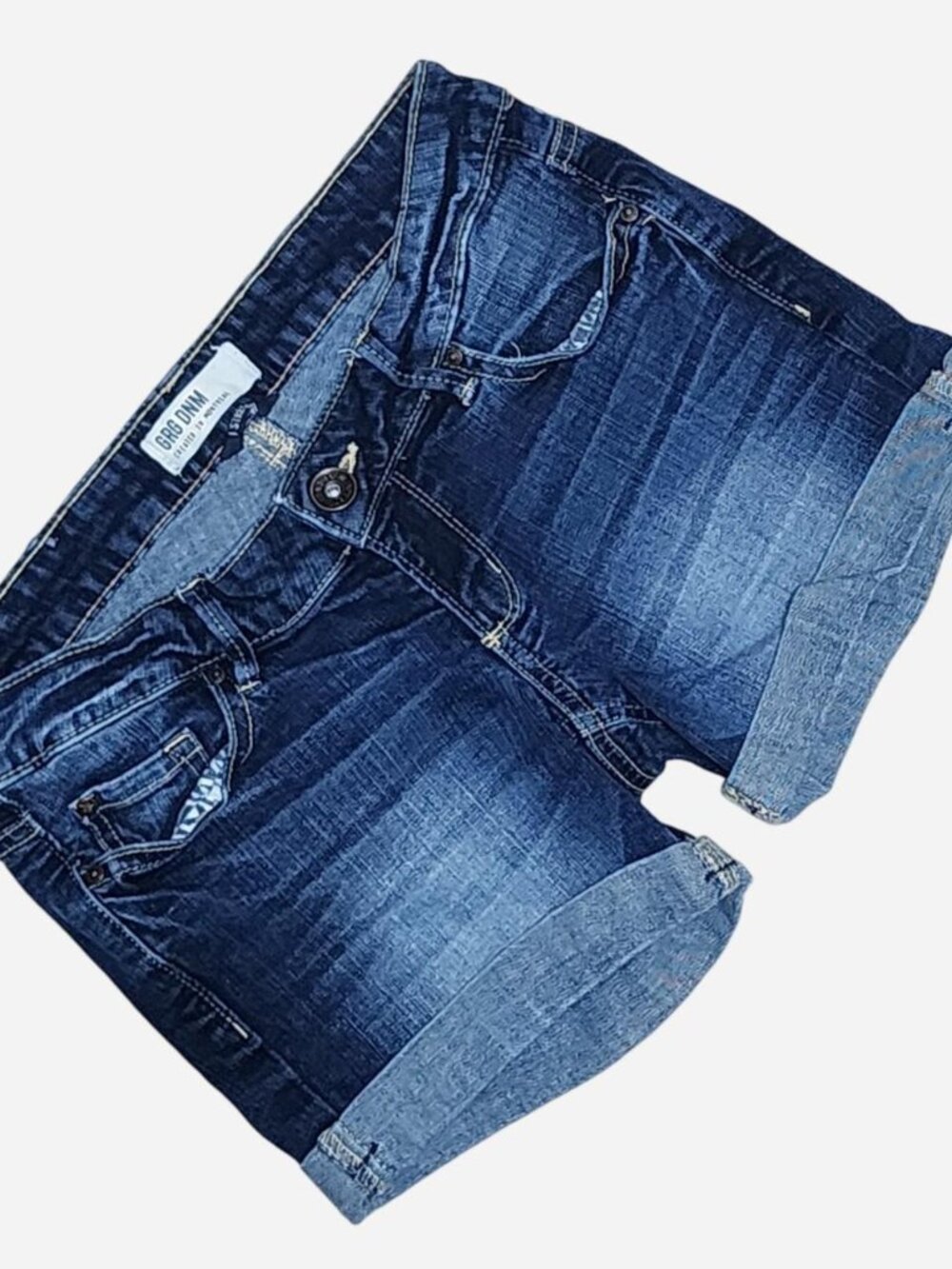 grg dnm stonewashed cuffed indigo denim lowrise jean shorts - size 1